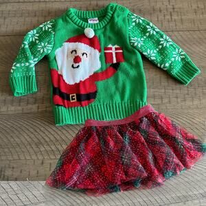 Christmas Holiday Town Skirt & Sweater Set 12 Months Santa